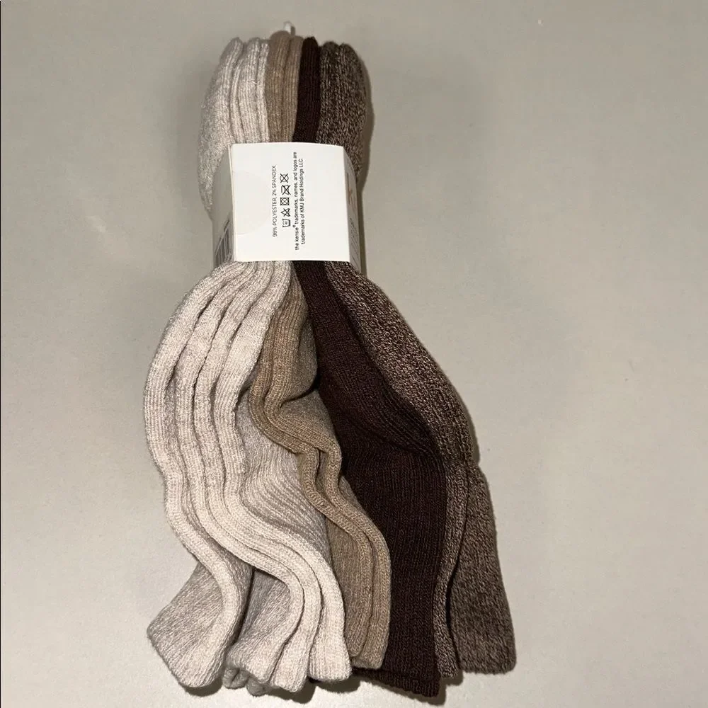 kensie Brown Tan Oatmeal Heather Ivory ON CLOUD 9 Fully Cushioned Socks 5 Pack